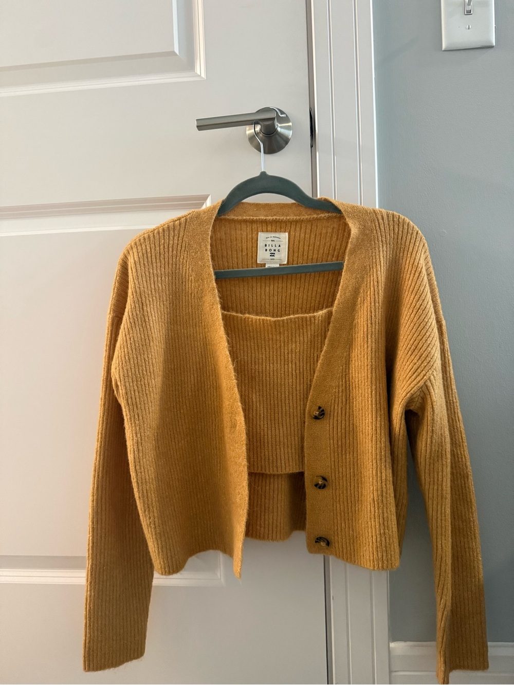 Billabong Mustard Ribbed Button-Front Women’s Cardigan